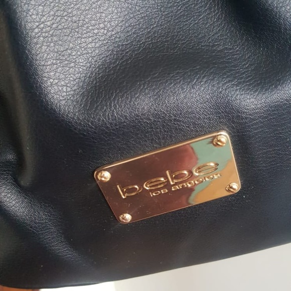 BEBE Colette Triple Entry Black Gold Chain Bag - Picture 5 of 8